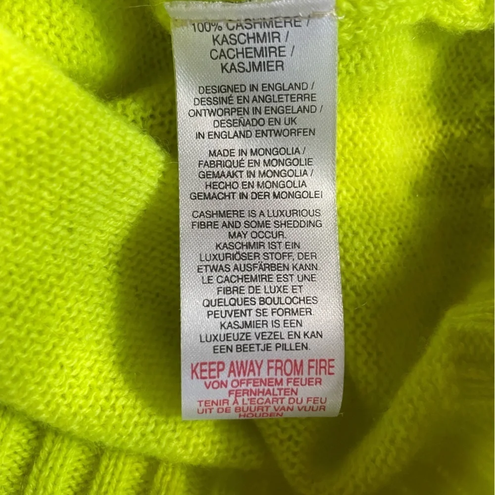 BRODIE Neon Yellow 100% Cashmere Pullover Sweater Jumper Women’s Size Medium